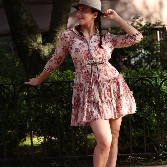 Floral Dress with Ruffle Skirt - Picture 1 of 7